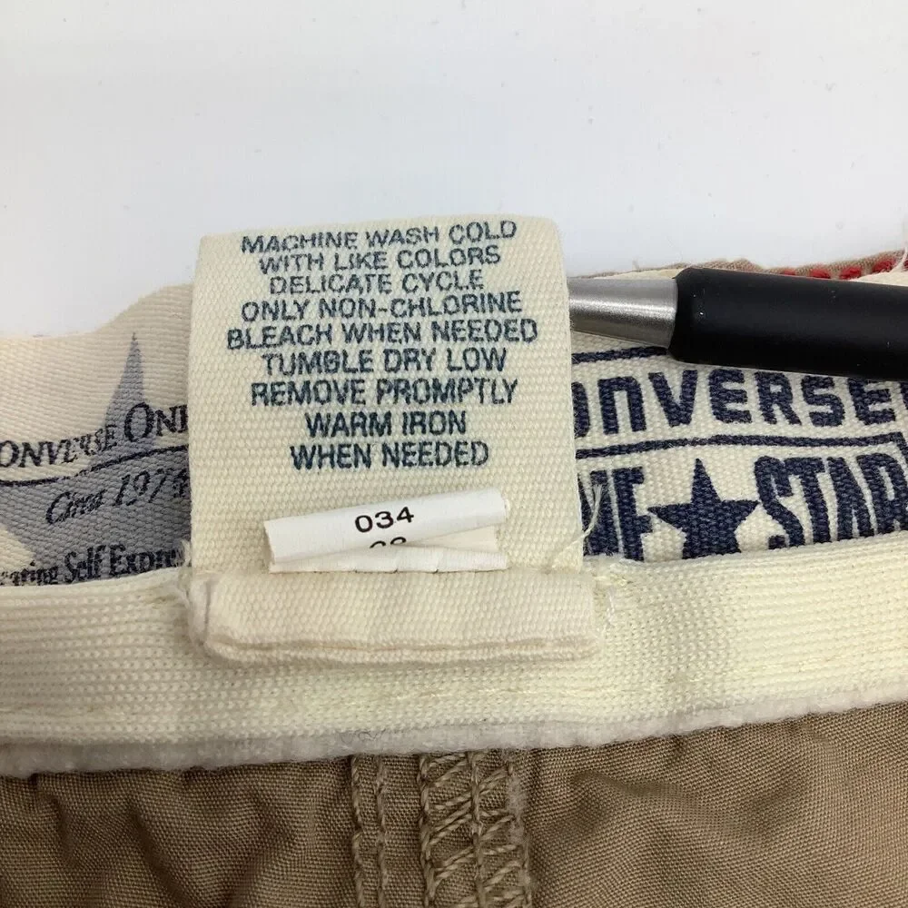 Converse One Star Mens Poplin Cargo Shorts‎ Tan Size 40 NWT